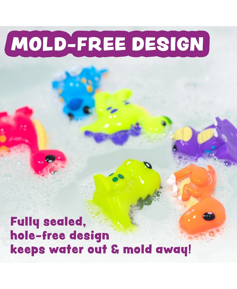 Gnuadz Mold-Free Squeezable Dinosaur Bath Toys, 6-Piece Set