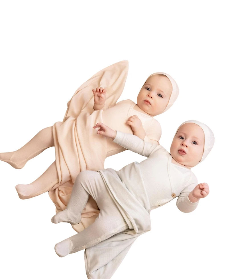 NoggiWear Baby Girls ( 1M to 12M ) Ribbed Striped Wrap Footie Set
