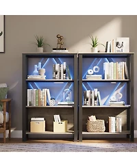 gaomon 4 Tier Industrial Bookshelf with Led Lights, Metal Display Book Case, Open Book Shelf Organizer
