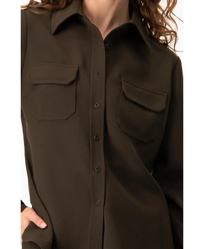 Ivonne Women's Structured Military Inspired Shirt Jacket