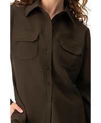 Ivonne Women's Structured Military Inspired Shirt Jacket