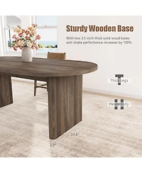 gaomon Oval Dining Table for 4-8, Double Pedestal Wood Base, Modern Farmhouse