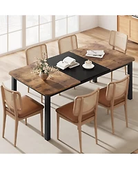 gaomon 78.7" Dining Table for 6-8, Industrial Farmhouse Kitchen Table with Metal Legs