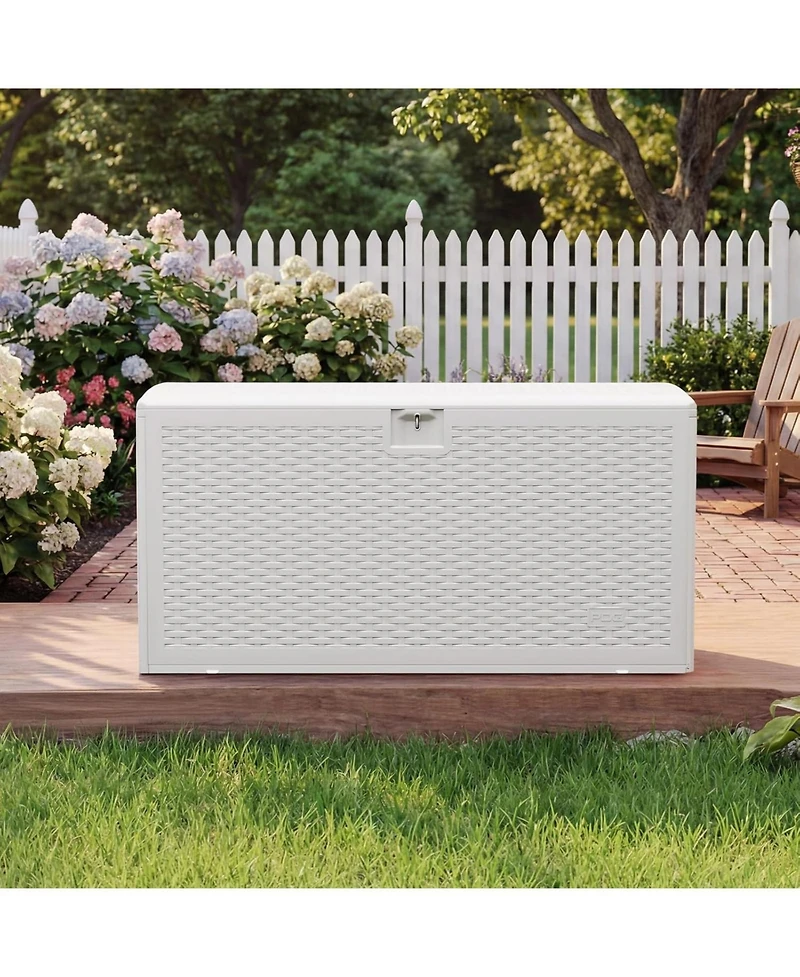 gaomon 73 Gallon Blow-Molded Lockable Deck Box, Waterproof Uv-Resistant Outdoor Storage – Patio Bench for Cushions, Garden Tools and Pool Accessories