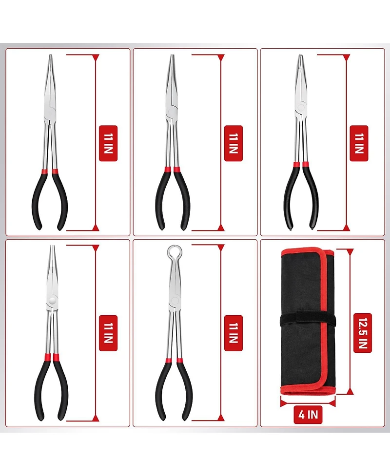 Xdovet Long Nose Pliers Set 5Pieces Multi-Angle Precision Tips