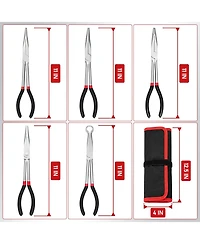 Xdovet Long Nose Pliers Set 5Pieces Multi-Angle Precision Tips