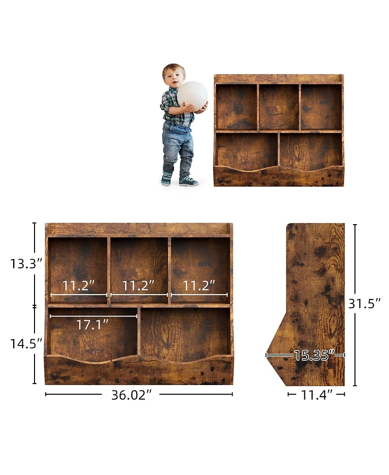 gaomon 2 Set of Kids Toy Storage Organizer, Children Bookshelf with Storage Cubbies, Toddler Toy Shelf for Playroom, Living Room