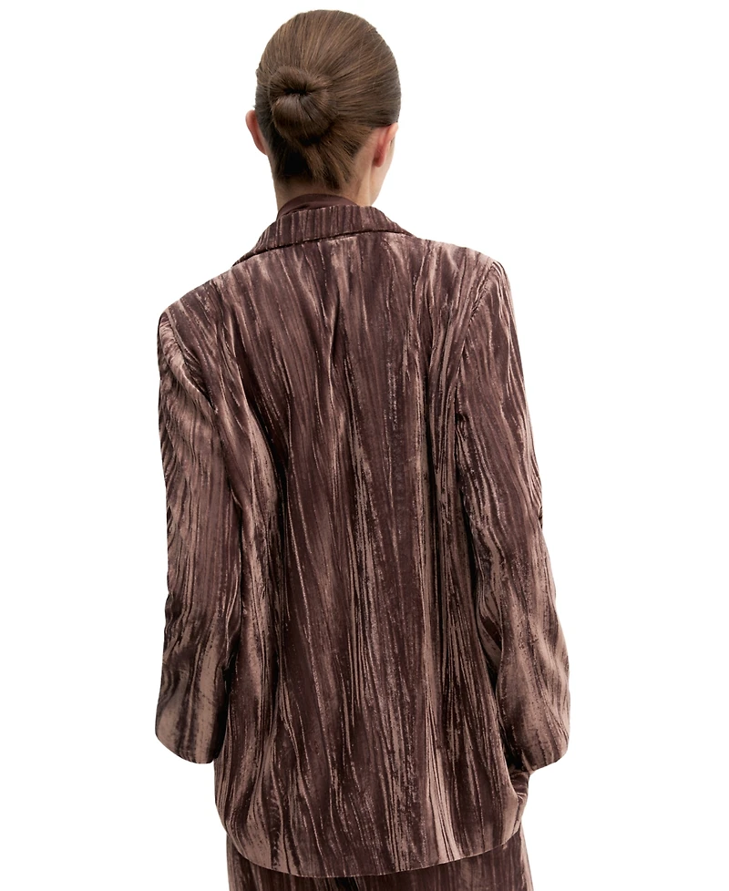 Emme Marella Women's Single-Breasted Lapel Collar Stretch Velvet Blazer