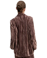 Emme Marella Women's Single-Breasted Lapel Collar Stretch Velvet Blazer