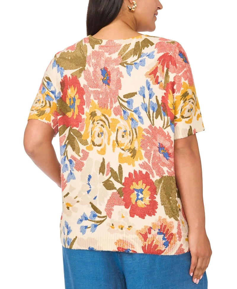 Vince Camuto Plus Short-Sleeve Crewneck Sweater