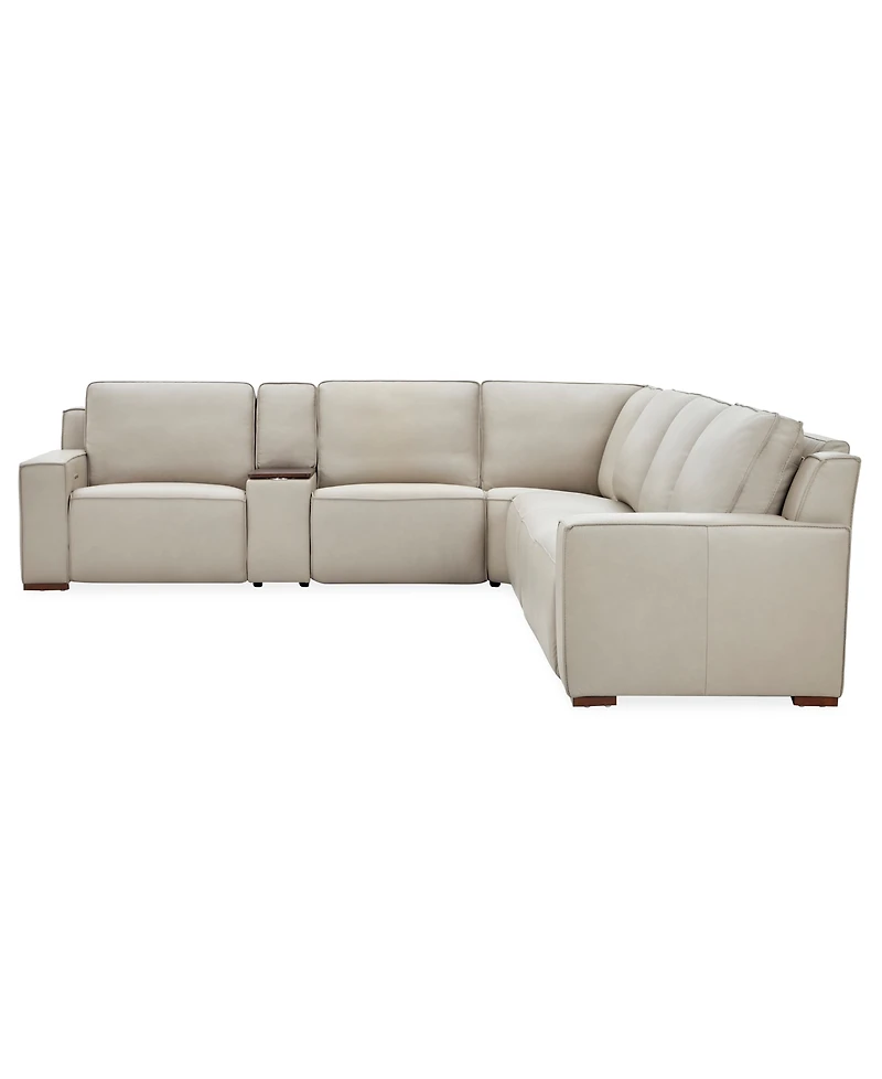 Aspen 3PM 7-Piece Leather Sectional Sofa Set (Laf Recliner, Raf 2 Armless Chair, Corner), Macy's Exclusive