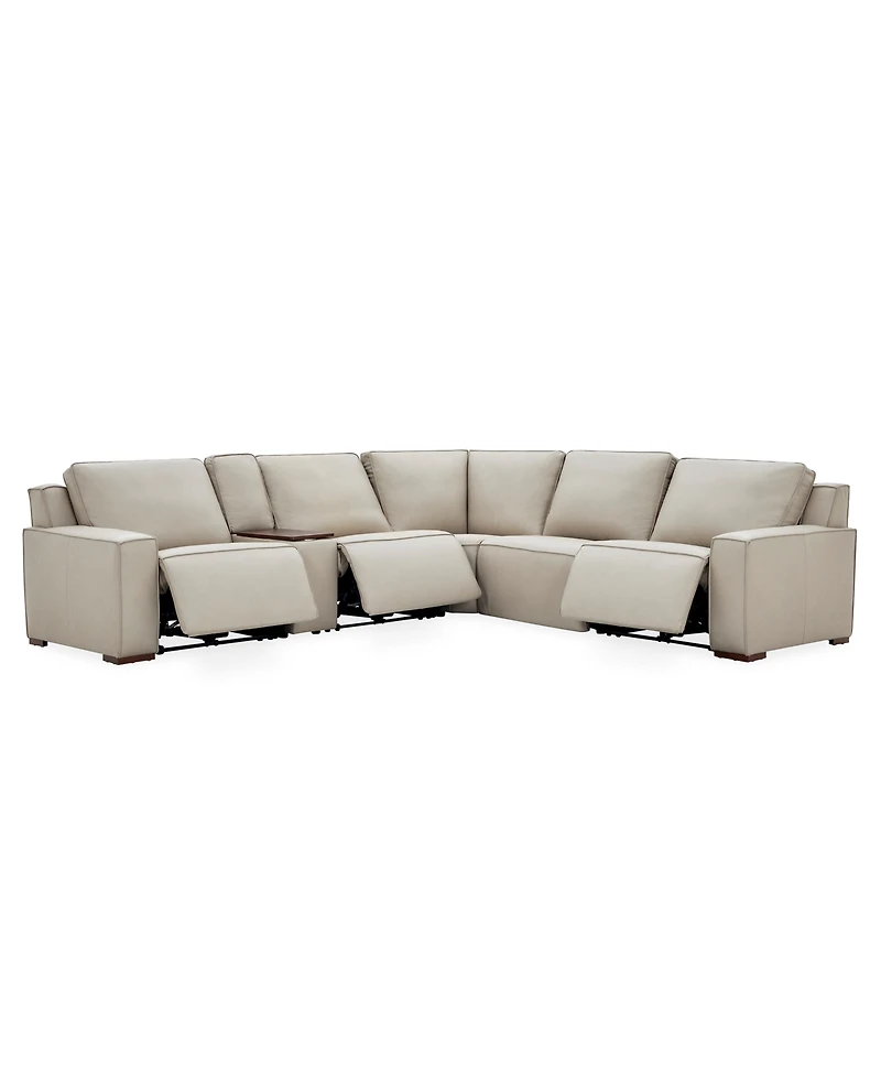 Aspen 3 Pm 6-Piece Leather L Sectional Sofa Set (Laf Recliner, Raf Console, Corner, Armless Chair), Macy's Exclusive