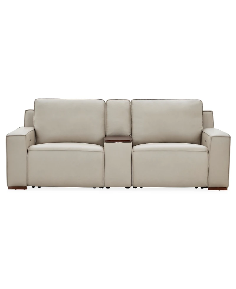 Aspen 3 Pm 3-Piece Leather Sofa Set (Laf Recliner, Raf Console), Macy's Exclusive