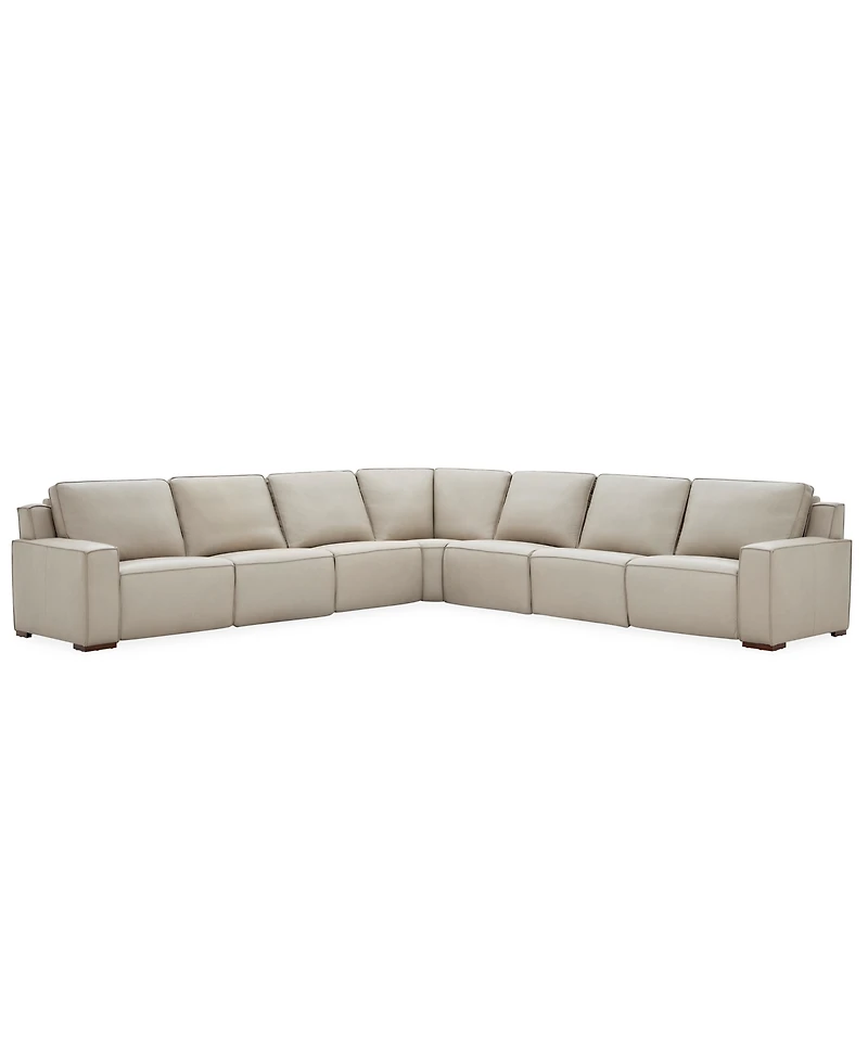 Aspen 3 Pm 5-Piece Leather L Sectional Sofa Set (Laf Recliner, Raf 2 Power Armless Chair, Corner), Macy's Exclusive