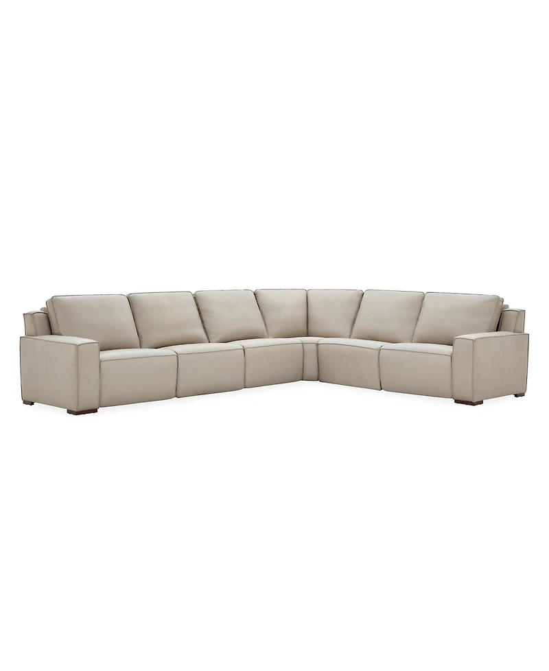 Aspen 3 Pm 6-Piece Leather L Sectional Sofa Set (Laf Recliner, Raf Armless 2 Chair, Corner), Macy's Exclusive