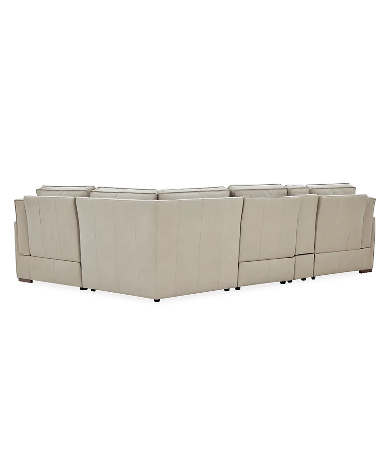 Aspen 3PM 5-Piece Leather Sectional Sofa Set (Laf Recliner, Raf Armless Console, Corner), Macy's Exclusive