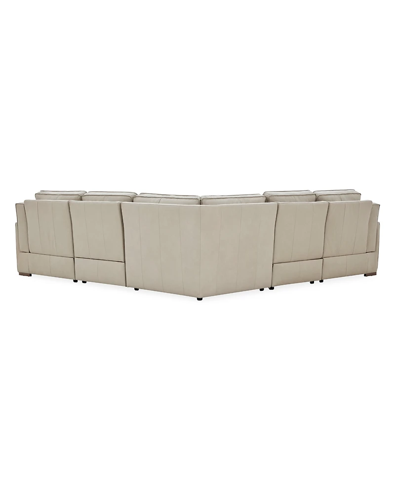Aspen 2PM 5-Piece Leather L Sectional Sofa Set (Laf Recliner, Raf 2 Armless Chair, Corner), Macy's Exclusive