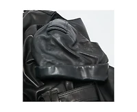 Pre-Owned Tom Ford Women's Black Leather V-Neck Belted Mini Dress