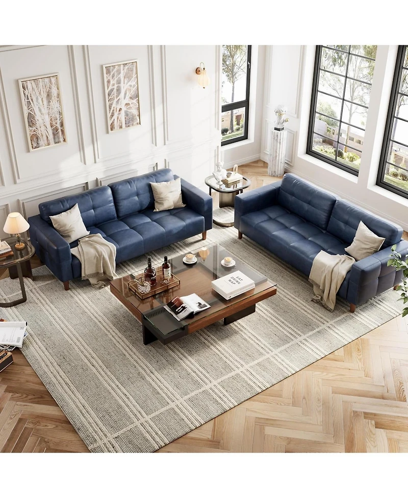 gaomon 3-Seater Sofa Couch, 83 in Wide Faux Leather Sofa Couch with Spring Cushion, Modern Sofa with Deep Seats and 2 Removable Back Cushions