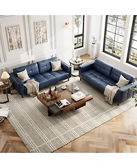 gaomon 3-Seater Sofa Couch, 83 in Wide Faux Leather Sofa Couch with Spring Cushion, Modern Sofa with Deep Seats and 2 Removable Back Cushions