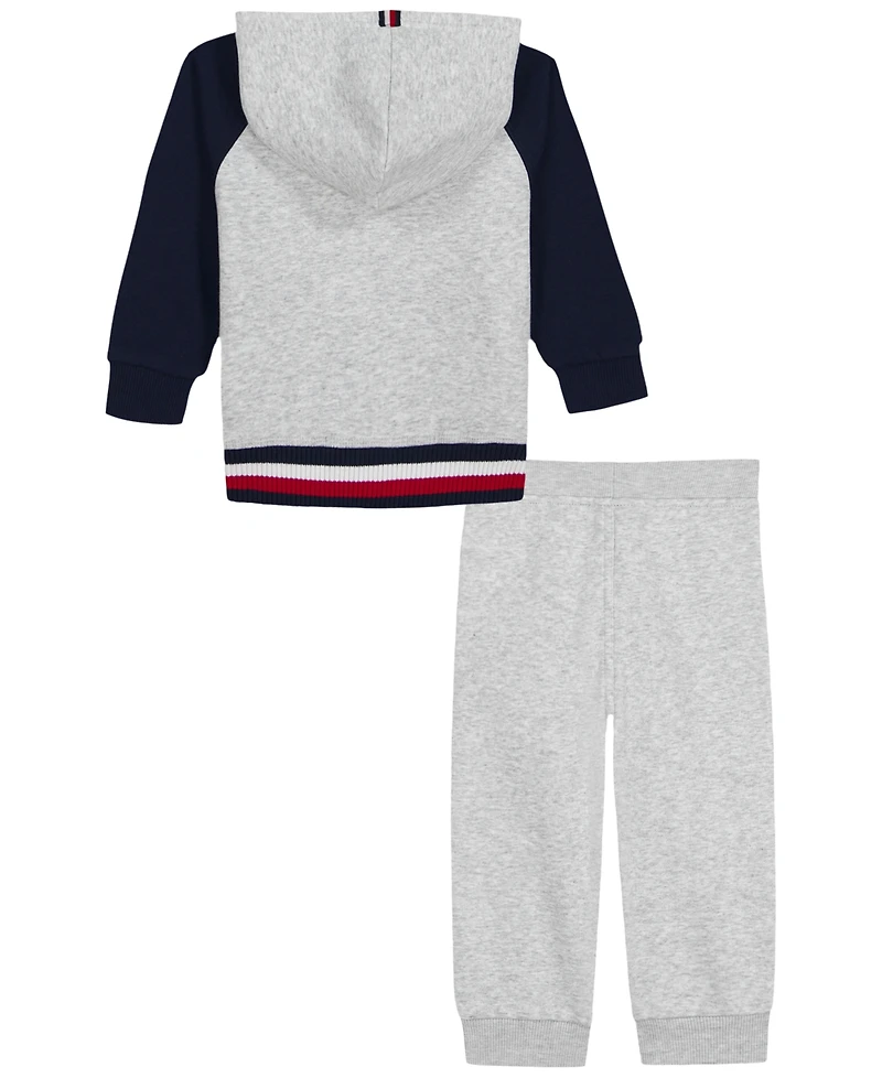Tommy Hilfiger Baby Boys' Color-blocked Logo Hoodie and Jogger Pants, 2-Piece Set