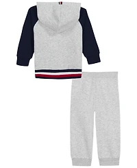 Tommy Hilfiger Baby Boys' Color-blocked Logo Hoodie and Jogger Pants, 2-Piece Set