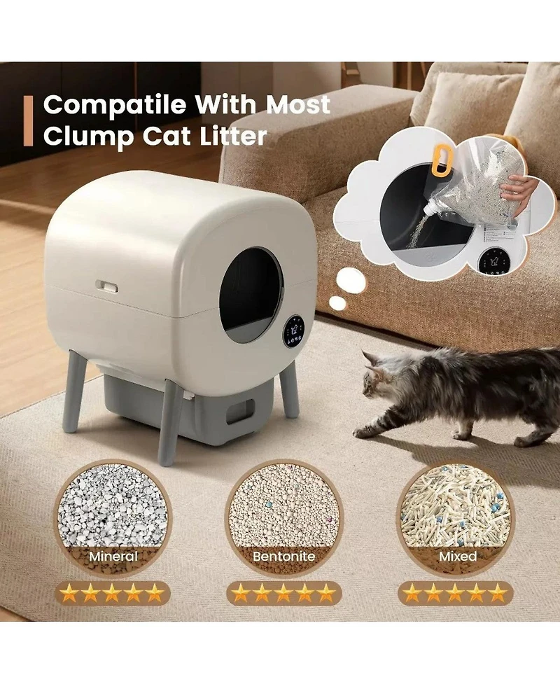 Cumrige Self-Cleaning Cat Litter Box Automatic Cat Litter Box Large Capacity Automatic Cat Litter Box App Control And Safety Protection
