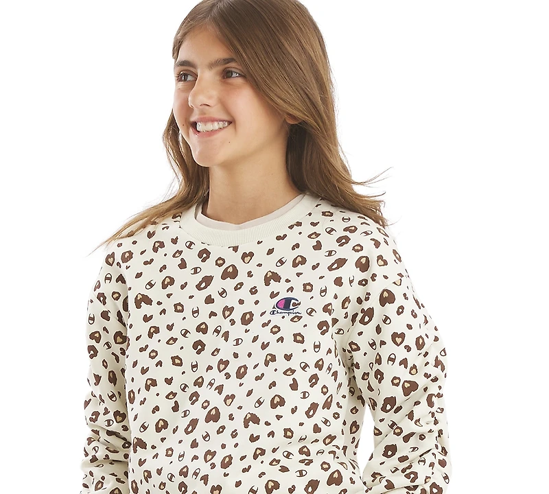 Champion Girls' 4-16 Printed Ruched Crewneck Sweatshirt