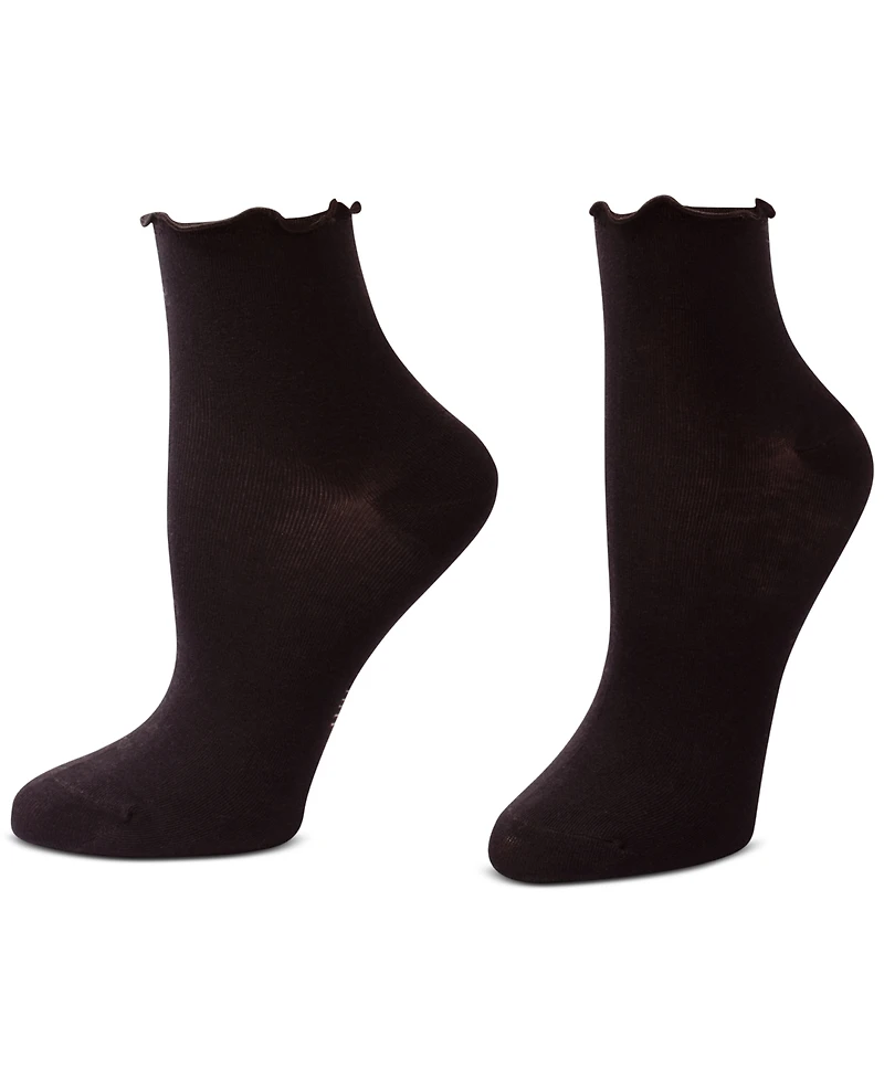 Hue Women's Ruffle Edge Ankle Sock, 3 Pack