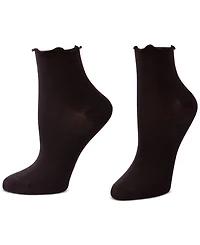 Hue Women's Ruffle Edge Ankle Sock, 3 Pack