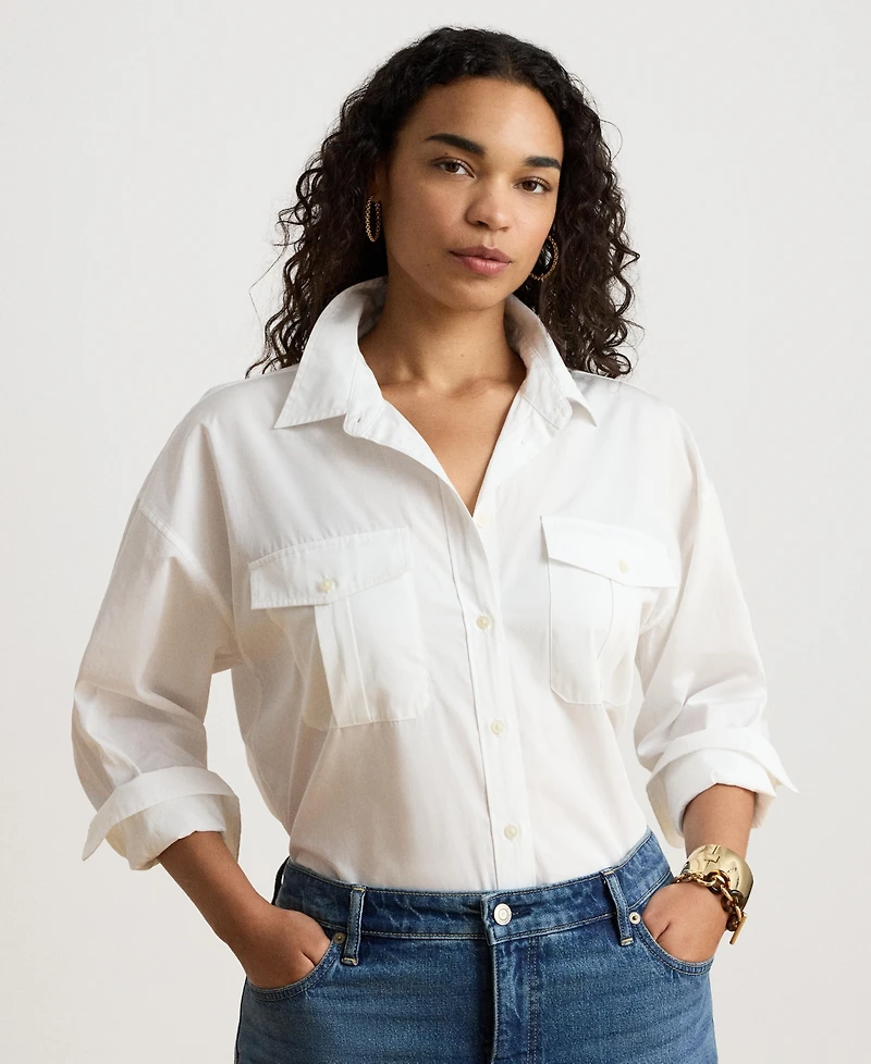 Lauren Ralph Women's Long-Sleeve Button-Front Shirt