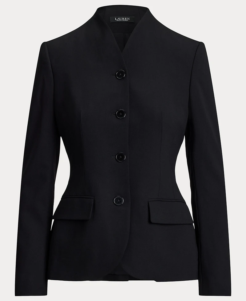 Lauren Ralph Women's Stretch Lightweight Curved Stand Collar Blazer