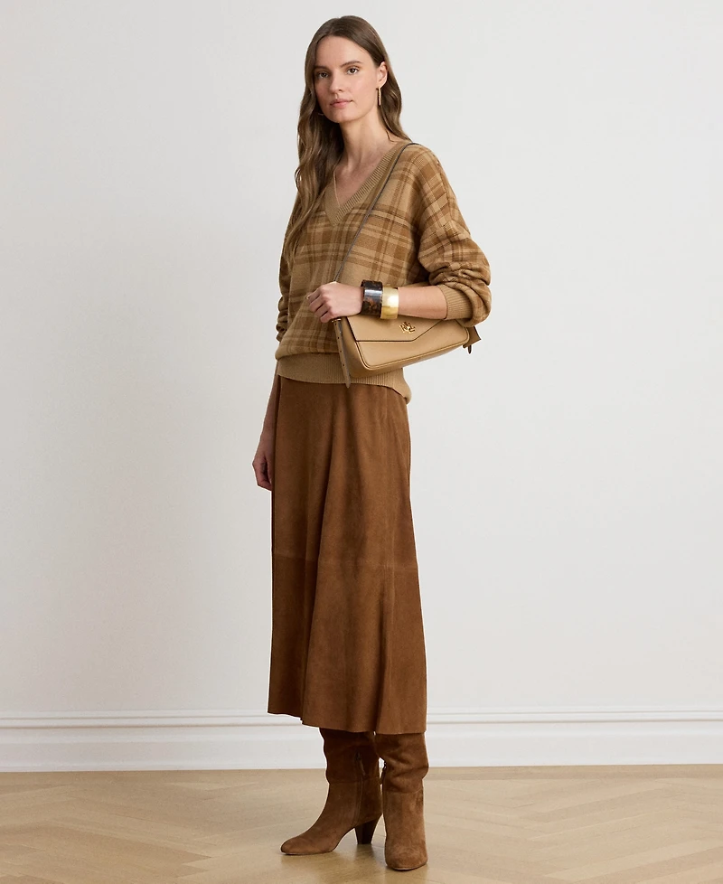 Lauren Ralph Women's Plaid V-Neck Sweater