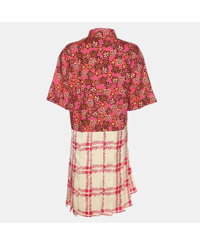 Pre-Owned Marni Women's Multicolor Lyocell And Linen Pleated Mini Dress