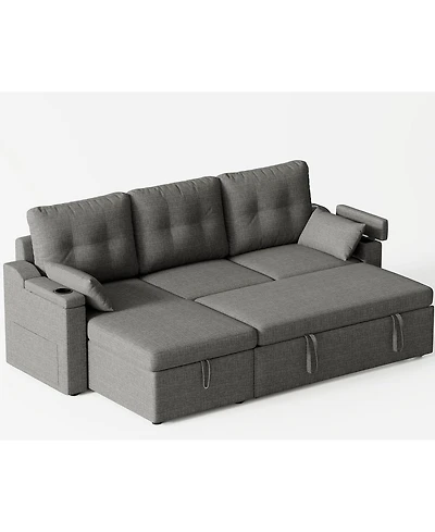 gaomon Sofa Bed, Sleeper Sofa with Storage, Pull Out Couch, Modern L Shaped Sectional Sofa with Pullout Bed, Reversible for Living Room
