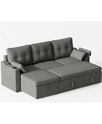 gaomon Sofa Bed, Sleeper Sofa with Storage, Pull Out Couch, Modern L Shaped Sectional Sofa with Pullout Bed, Reversible for Living Room