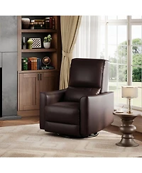 gaomon Manual 360degrees Swivel Rocker Recliner Chair Pu Leather Single Sofa for Living Room, Bedroom or Nursery High Back, Deep Seat, Padded Armrests