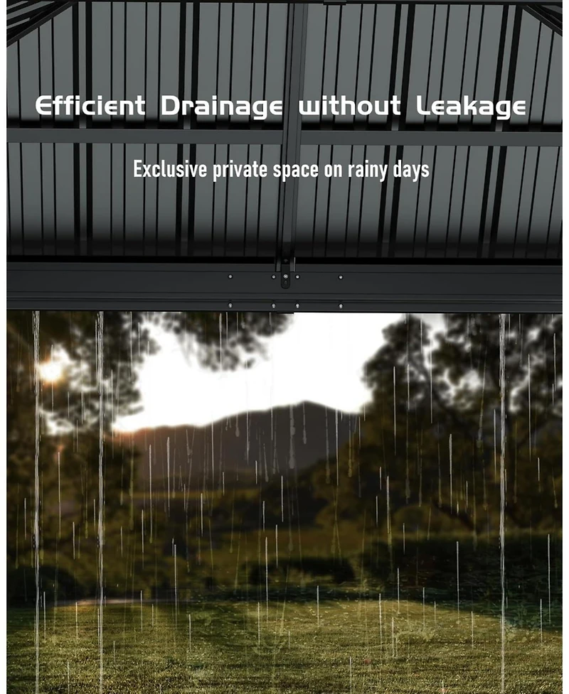 gaomon 10x10 Feet Hardtop Gazebo for All Weather, with Metal Double Roof, Aluminum Alloy Frame, Net, and Curtain, Heavy Duty Building for Patio, Deck