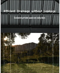gaomon 10x10 Feet Hardtop Gazebo for All Weather, with Metal Double Roof, Aluminum Alloy Frame, Net, and Curtain, Heavy Duty Building for Patio, Deck