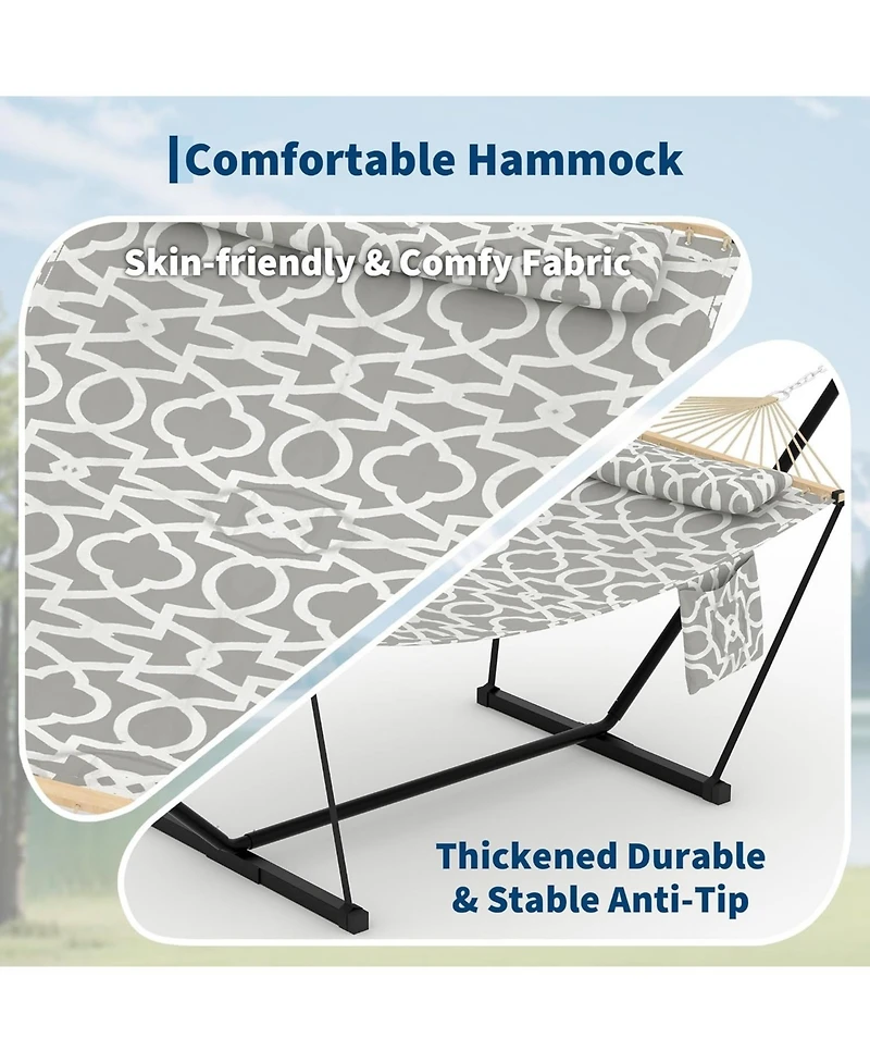 gaomon Outdoor Double Hammock with Heavy Duty Adjustable Steel Stand