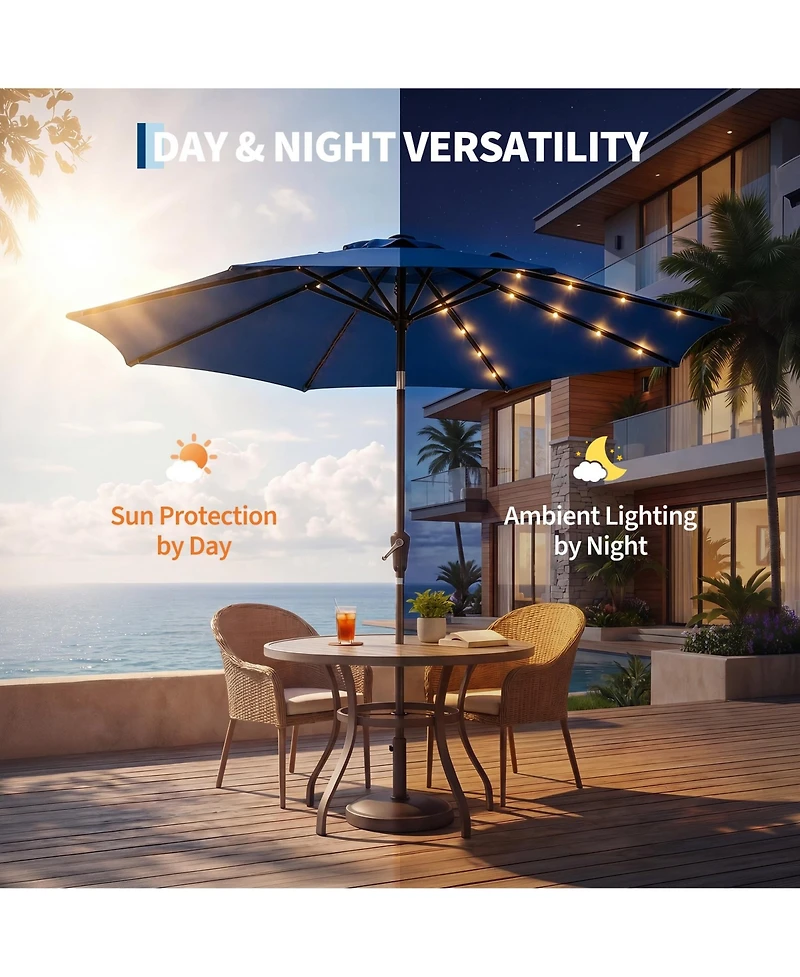 gaomon Outdoor 10FEET Table Market Patio Umbrella with 32 Solar Led Lights for Garden, Deck