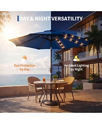 gaomon Outdoor 10FEET Table Market Patio Umbrella with 32 Solar Led Lights for Garden, Deck