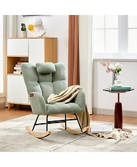 gaomon Nursery Rocking Chair with High Back and Cushion, Compact Glider for Bedroom