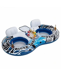 Zeny 2 inflatable river floaters, equipped with detachable refrigerators and two cup holders, featuring a supportive backrest, and with Grap ropes