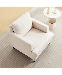 gaomon Mid-Century Accent Chair,Modern Linen Fabric Armchair Comfy Upholstered Reading Accent Chairs with Thick Cushion and Leg