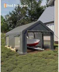 gaomon Heavy Duty Carport, Portable Garage with Roll-Up Windows, Removable Sidewalls and Doors