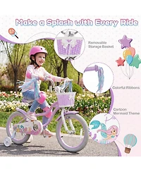 Slickblue 16" Princess Adjustable Kids Bike with Basket & Streamers, 110 lb. Capacity, Ages 4-7