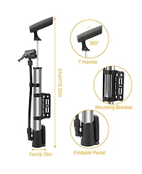 Zeny Mini Bike Pump Portable Bicycle Tire Inflator Ball Air Pump with Mount Frame For Mountain Road Bike