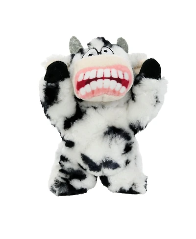 Mighty Jr Angry Animals Mad Cow, Durable Plush Squeaky Dog Toy