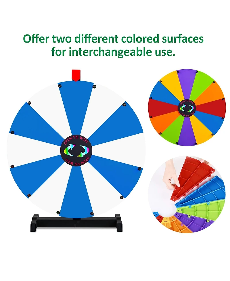 WinSpin 24" Modular Prize Wheel Tabletop with Palm Springs Fringe Umbrella for Outdoor Pop-up Shop Craft Booth